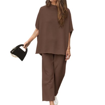 Women's Casual Batwing Sleeve Pullover Top and Wide Leg Set (Buy 2 Free Shipping)