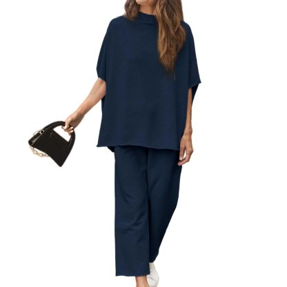Women's Casual Batwing Sleeve Pullover Top and Wide Leg Set (Buy 2 Free Shipping)