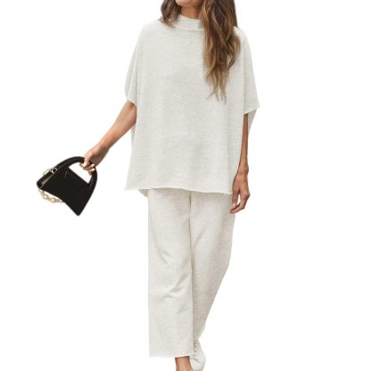 Women's Casual Batwing Sleeve Pullover Top and Wide Leg Set (Buy 2 Free Shipping)