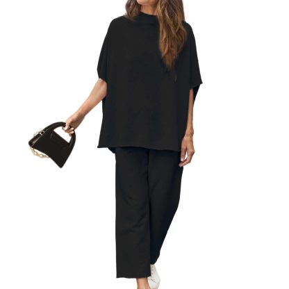 Women's Casual Batwing Sleeve Pullover Top and Wide Leg Set (Buy 2 Free Shipping)