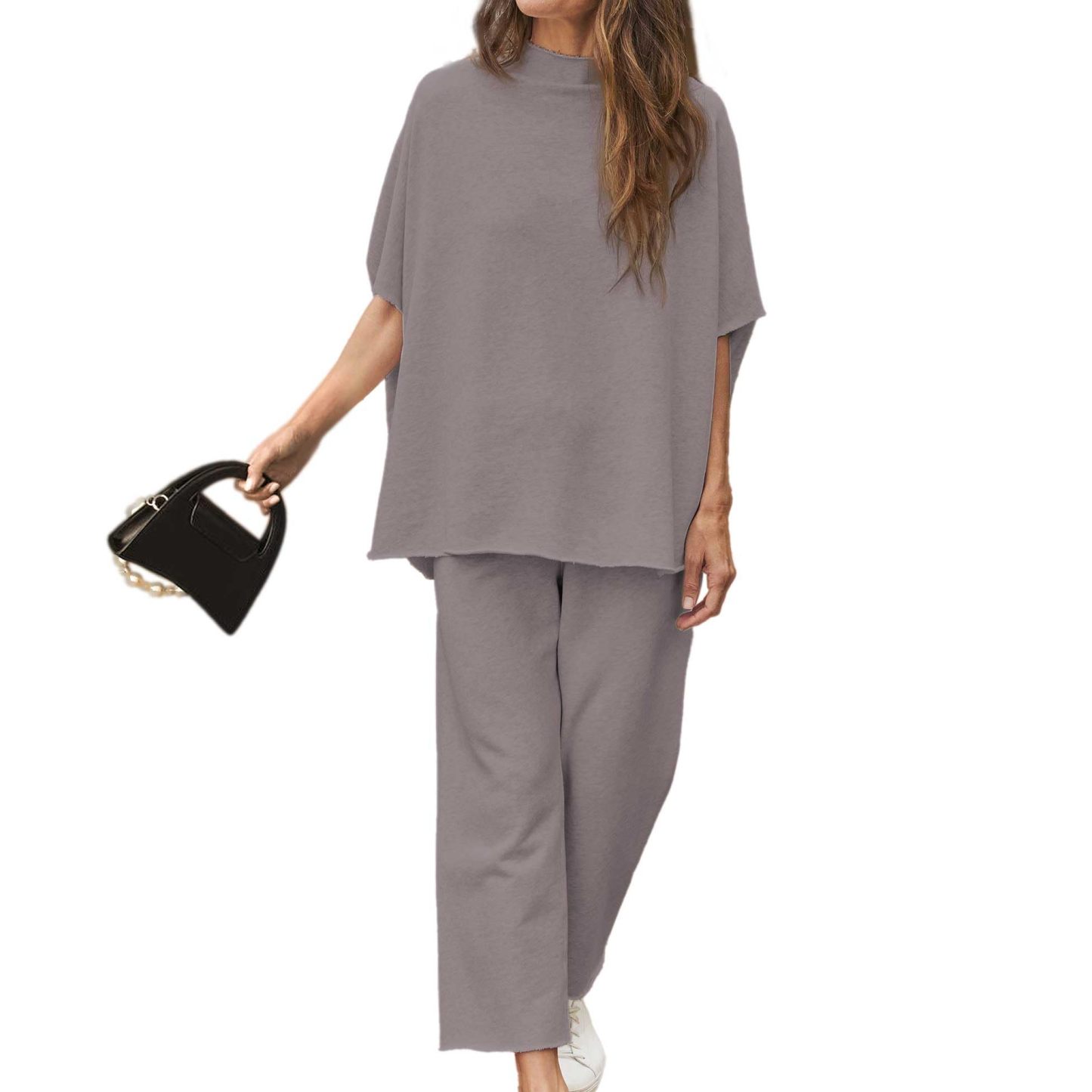 Women's Casual Batwing Sleeve Pullover Top and Wide Leg Set (Buy 2 Free Shipping)