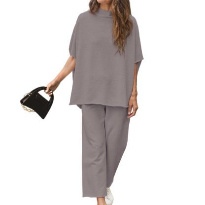 Women's Casual Batwing Sleeve Pullover Top and Wide Leg Set (Buy 2 Free Shipping)
