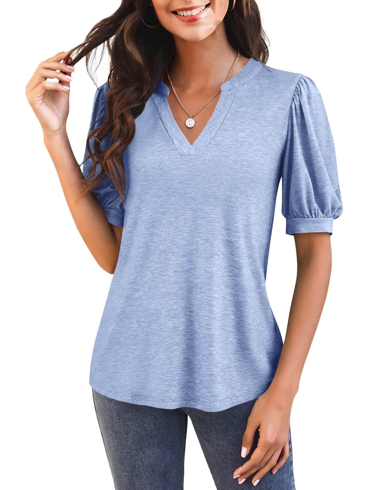 Puff Sleeve Loose Dressy Blouses (Buy 3 Free Shipping)