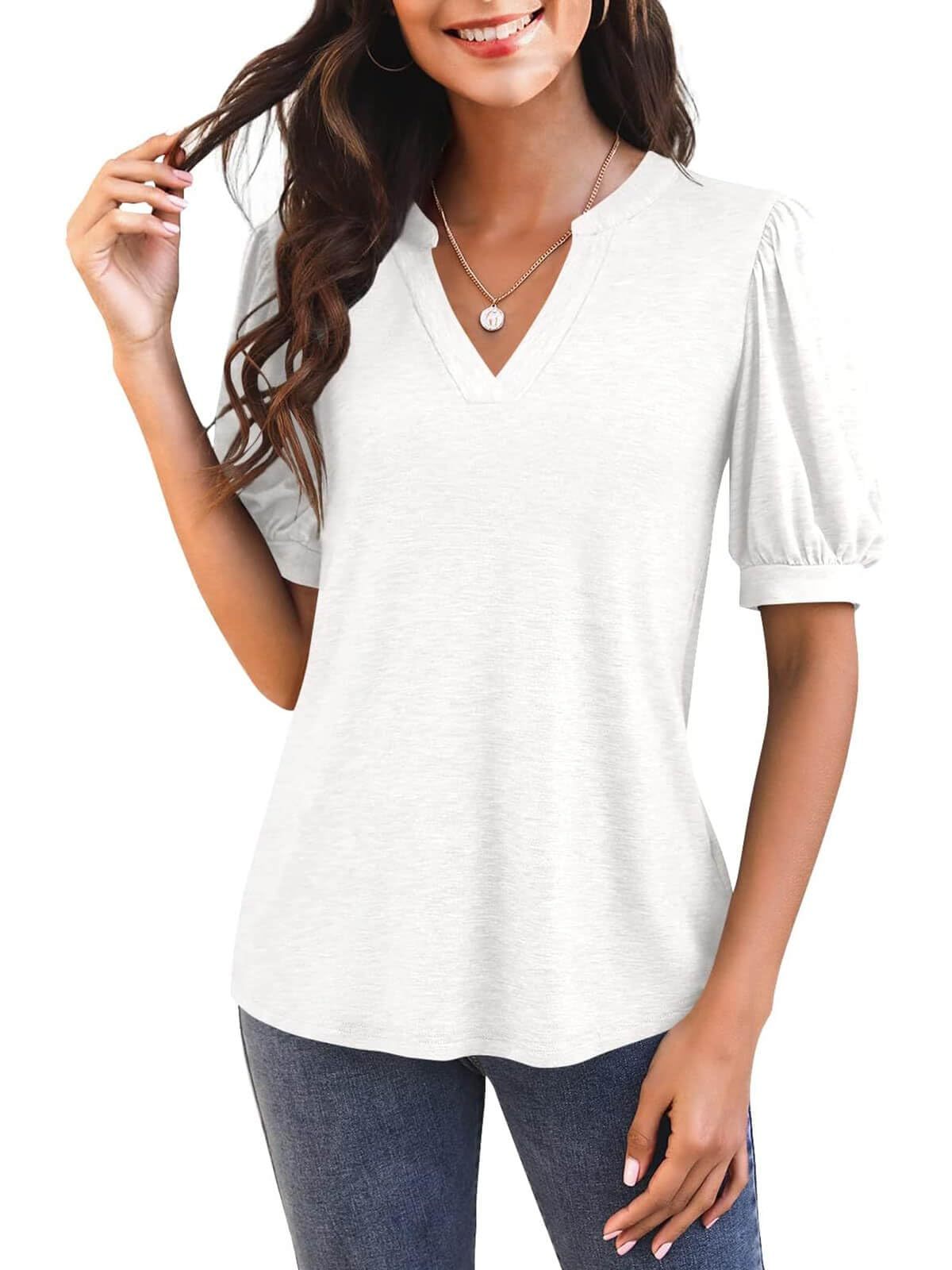 Puff Sleeve Loose Dressy Blouses (Buy 3 Free Shipping)