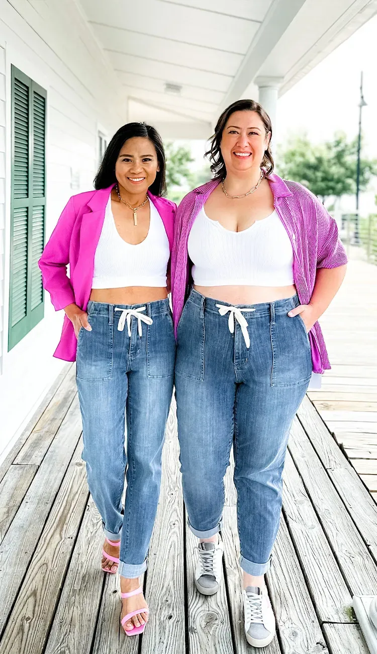 Women's Pull On Denim Joggers (Buy 2 Free Shipping)-Pink Laura