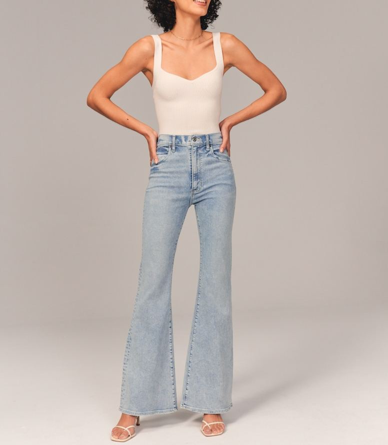 Ultra High Rise Stretch Flare Jean(Buy 2 Free Shipping)-Pink Laura