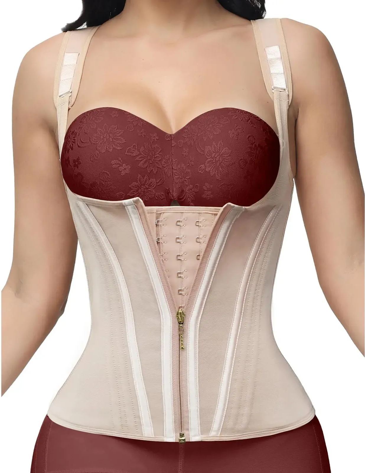 Women's Zipper Tummy Tuck Body Shaper With Adjustable Shoulders
