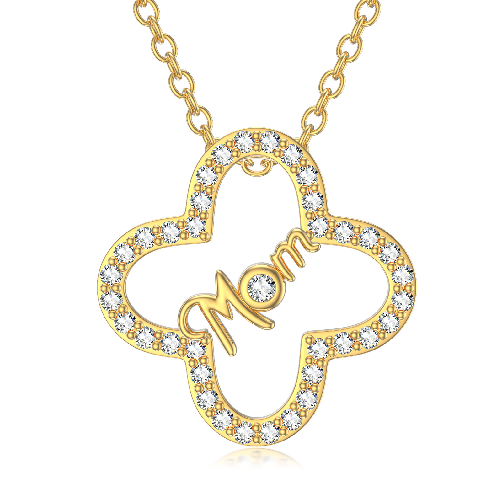 Circular Crystal Birthstone Necklace in 14K Solid Gold-YAFEINI Personalized Jewelry