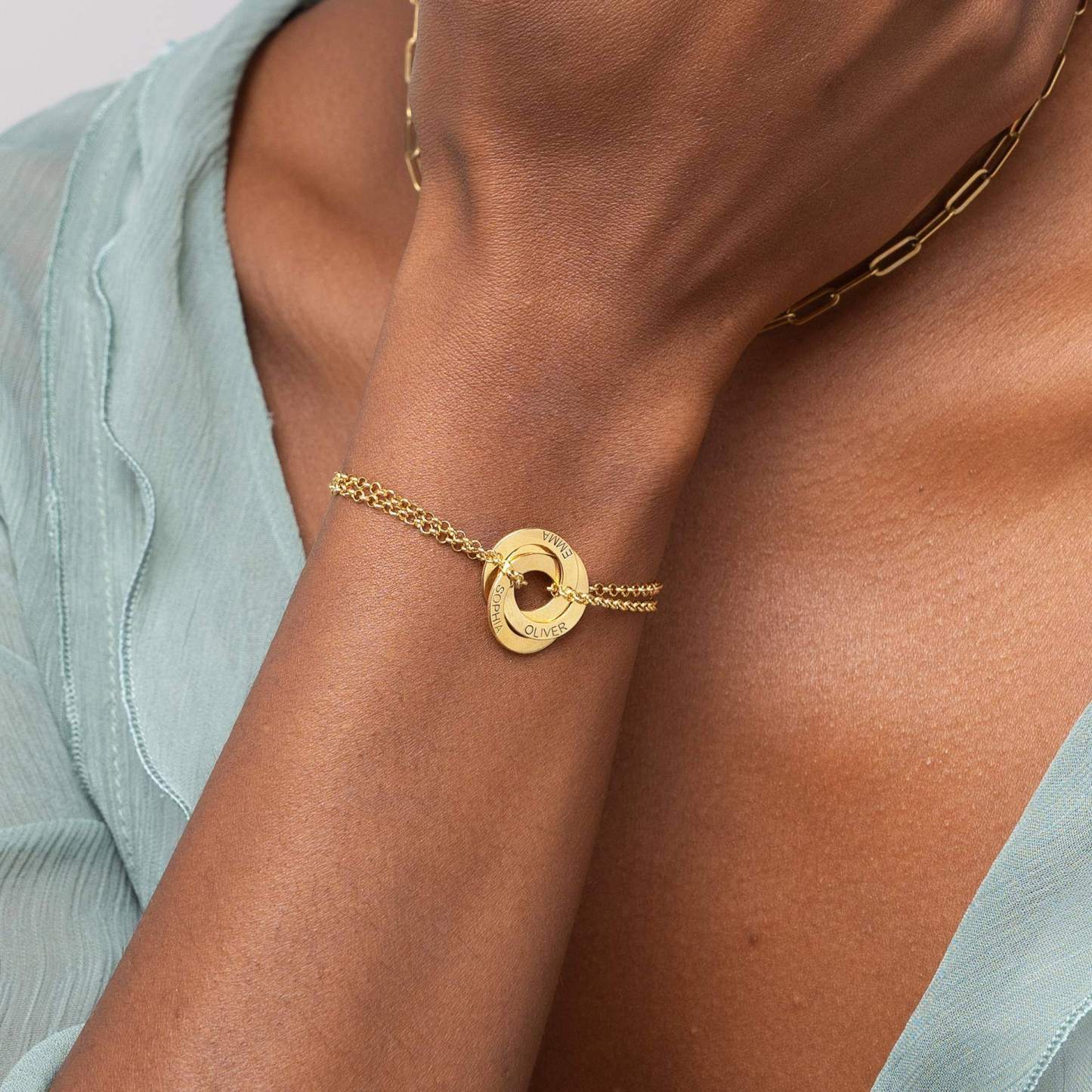 Personalized Signature Pendant Bracelet in Gold Vermeil-YAFEINI Personalized Jewelry