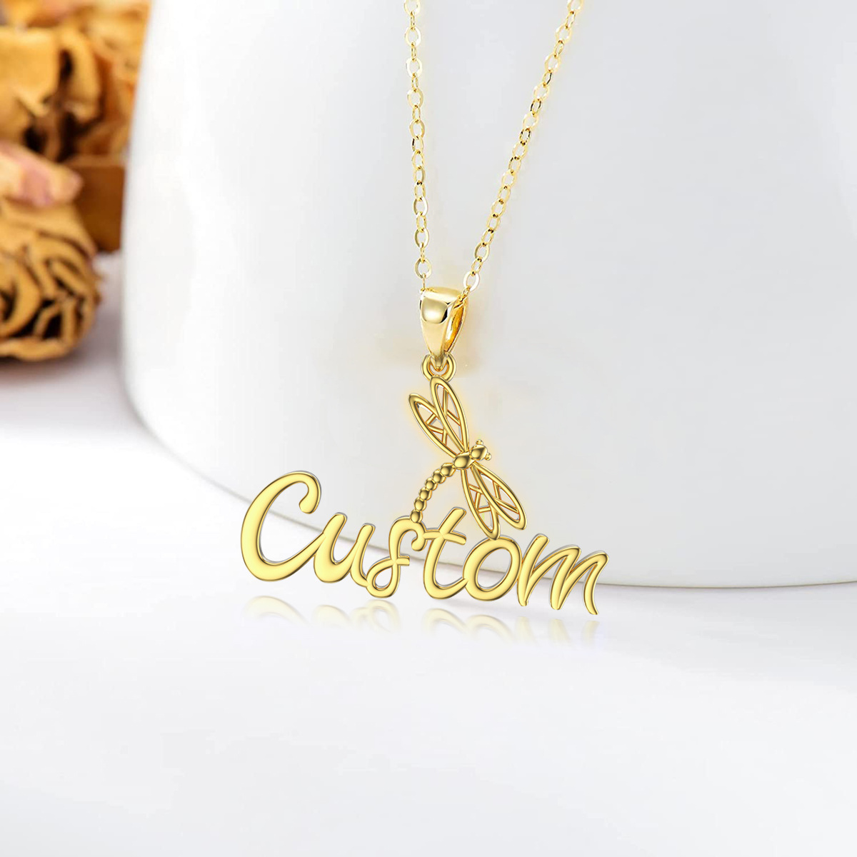 Captivating Dragonfly Crystal Necklace in Gold Vermeil-YAFEINI Personalized Jewelry