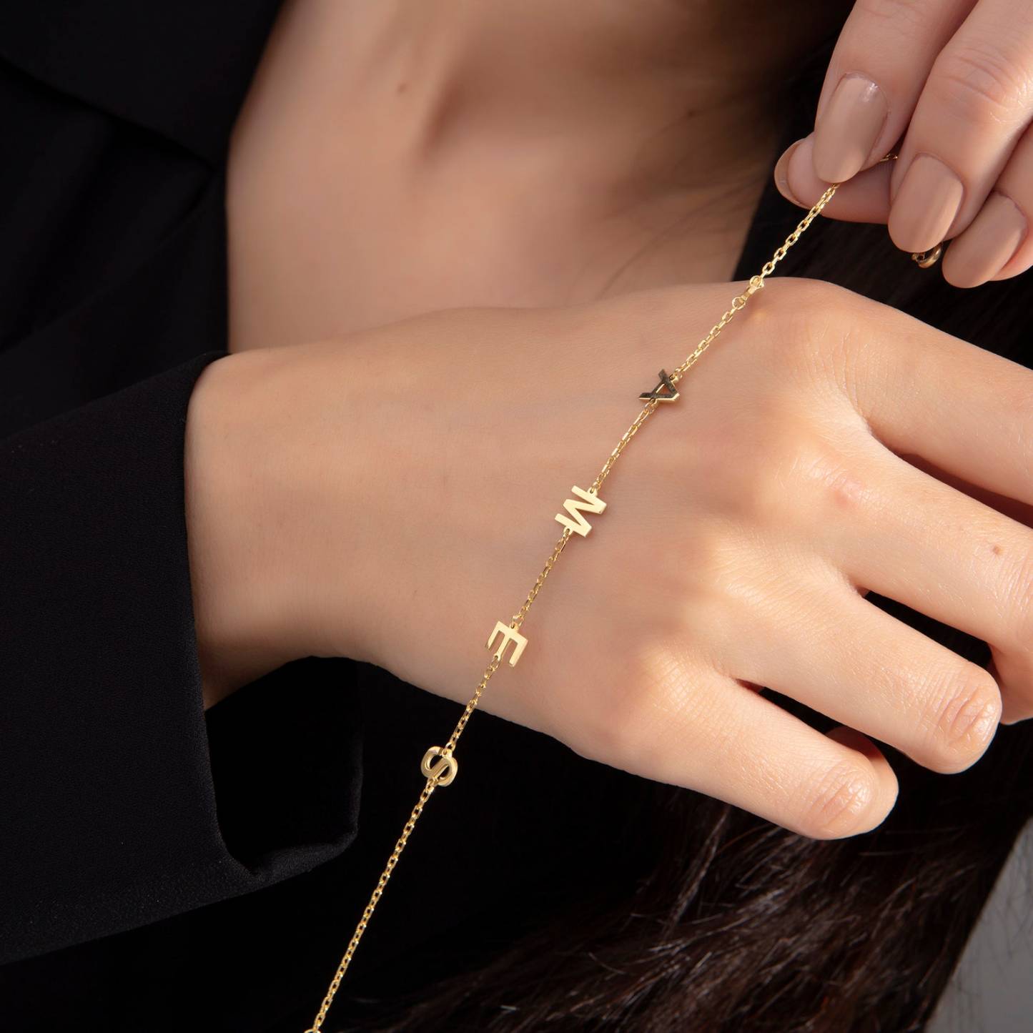 Name Letter Bracelet in Sterling Silver