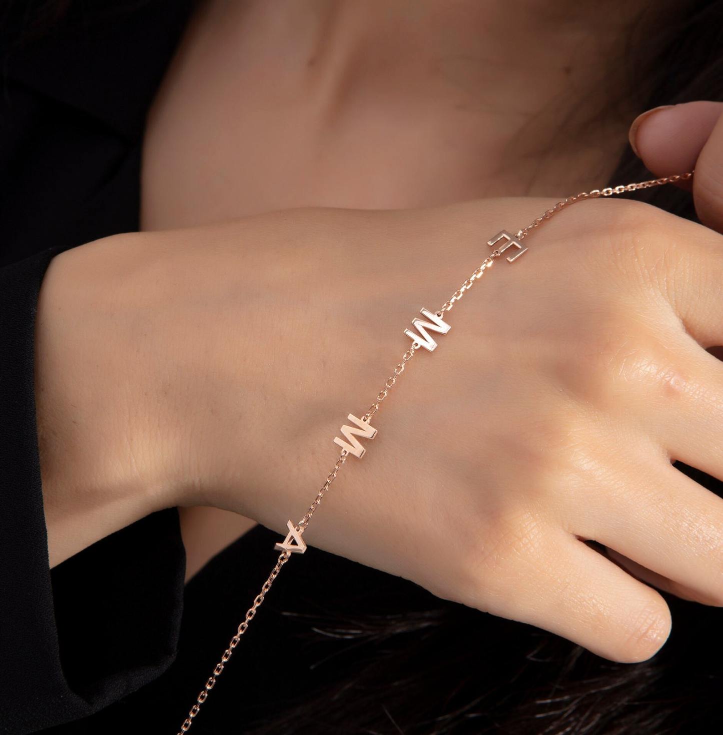 Name Letter Bracelet in Sterling Silver