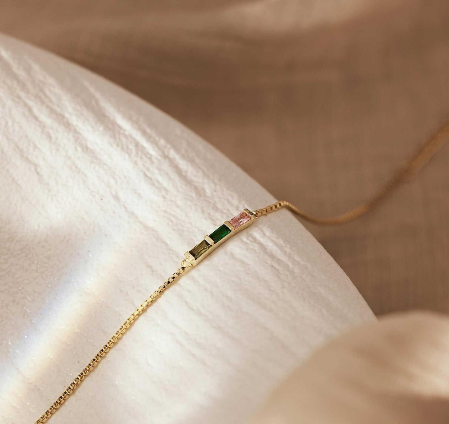 Baguette Birthstone Bracelet in Sterling Silver