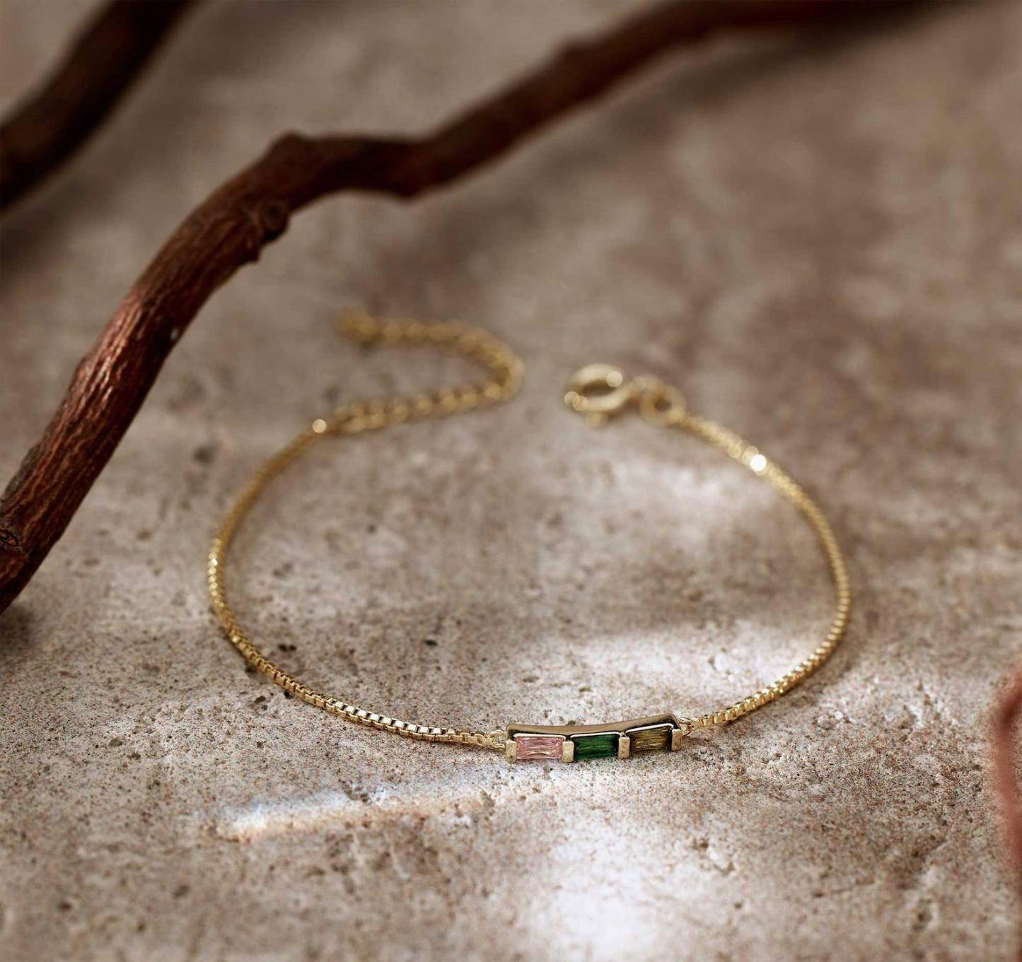 Baguette Birthstone Bracelet in Sterling Silver