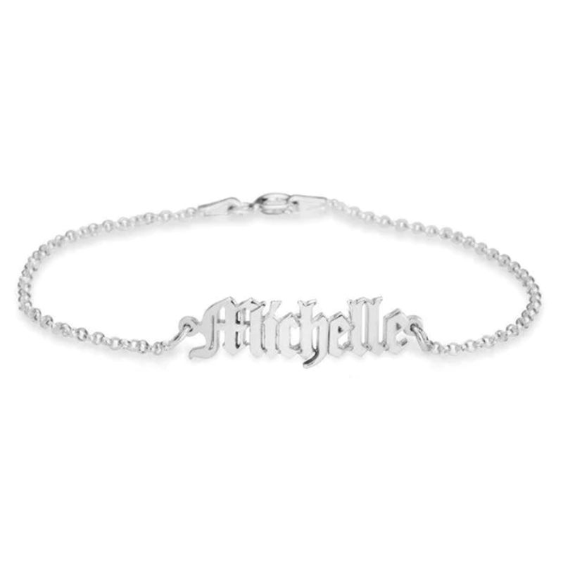 Gothic Elegance Name Bracelet in Gold Vermeil-YAFEINI Personalized Jewelry