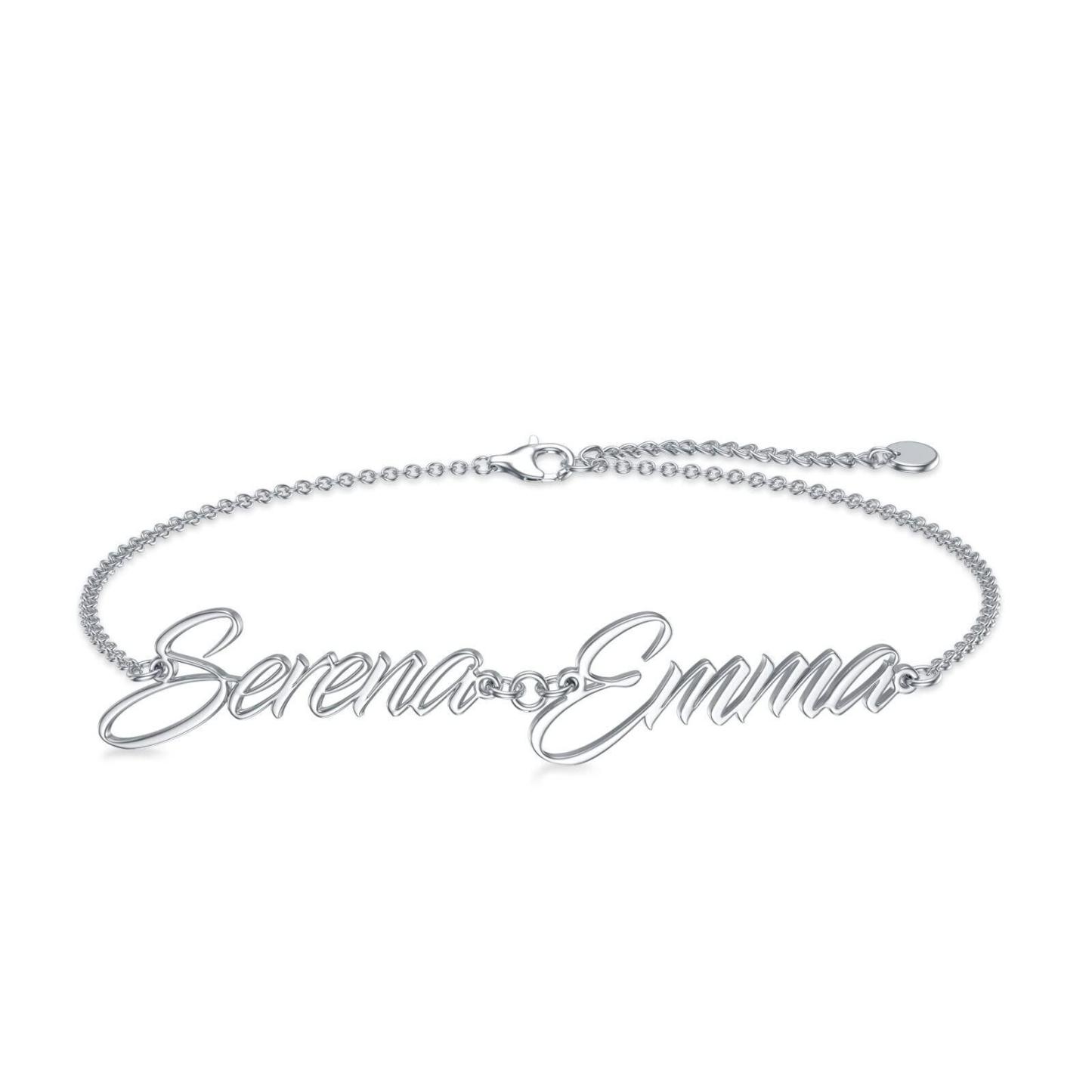 Personalized Name Bracelet in Sterling Silver-YAFEINI Personalized Jewelry