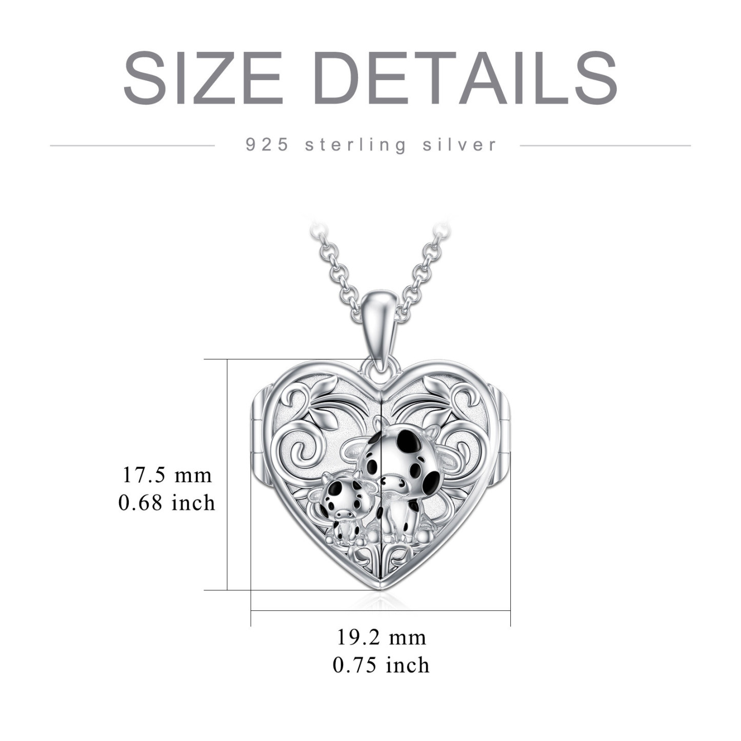 Cow Personalized Photo Locket Necklace in Sterling Silver-YAFEINI Personalized Jewelry