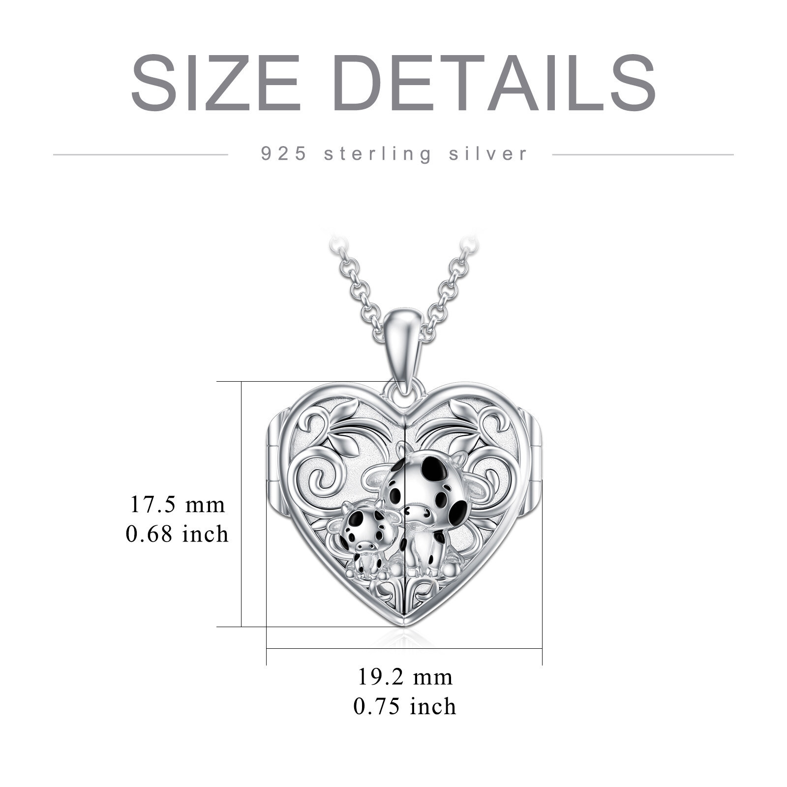 Cow Personalized Photo Locket Necklace in Sterling Silver-YAFEINI Personalized Jewelry