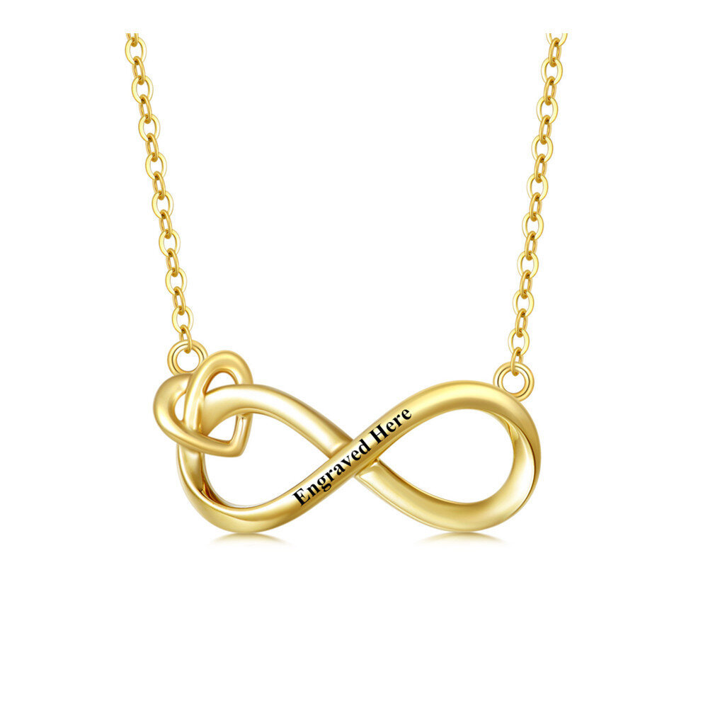 Infinite Charm Personalized Pendant Necklace with Engraving in 14K Solid Gold-YAFEINI Personalized Jewelry