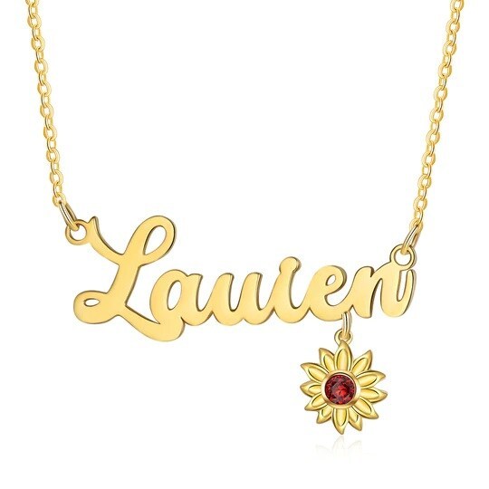 Dazzling Sunflower Birthstone Necklace in Gold Vermeil-YAFEINI Personalized Jewelry