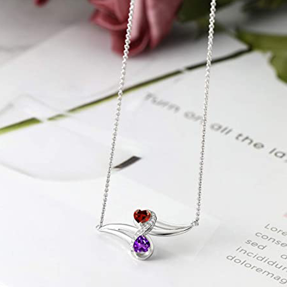 Radiance Zirconia Birthstone Necklace in Sterling Silver-YAFEINI Personalized Jewelry