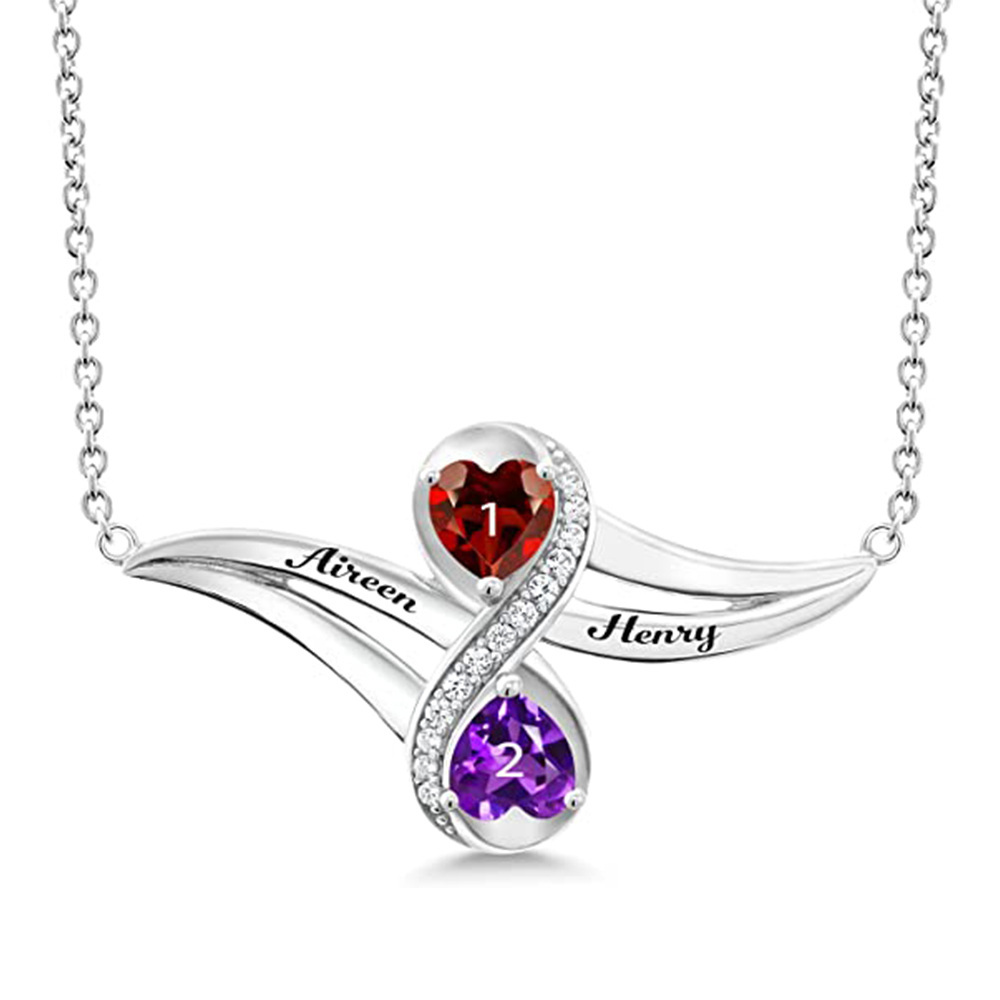 Radiance Zirconia Birthstone Necklace in Sterling Silver-YAFEINI Personalized Jewelry