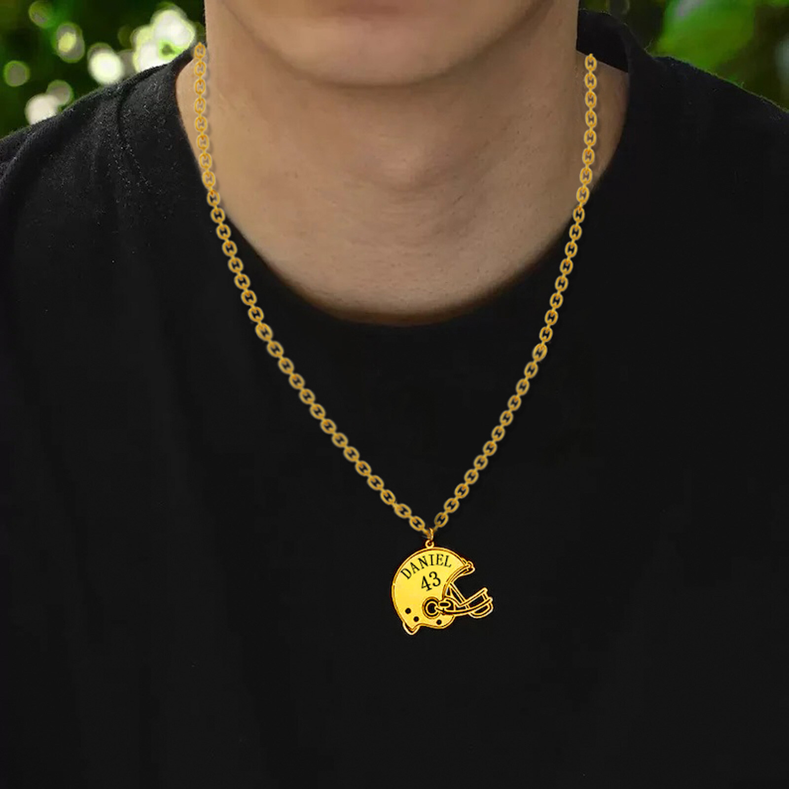 Rugby Prestige Cap Pendant Necklace for Men in Gold Vermeil-YAFEINI Personalized Jewelry