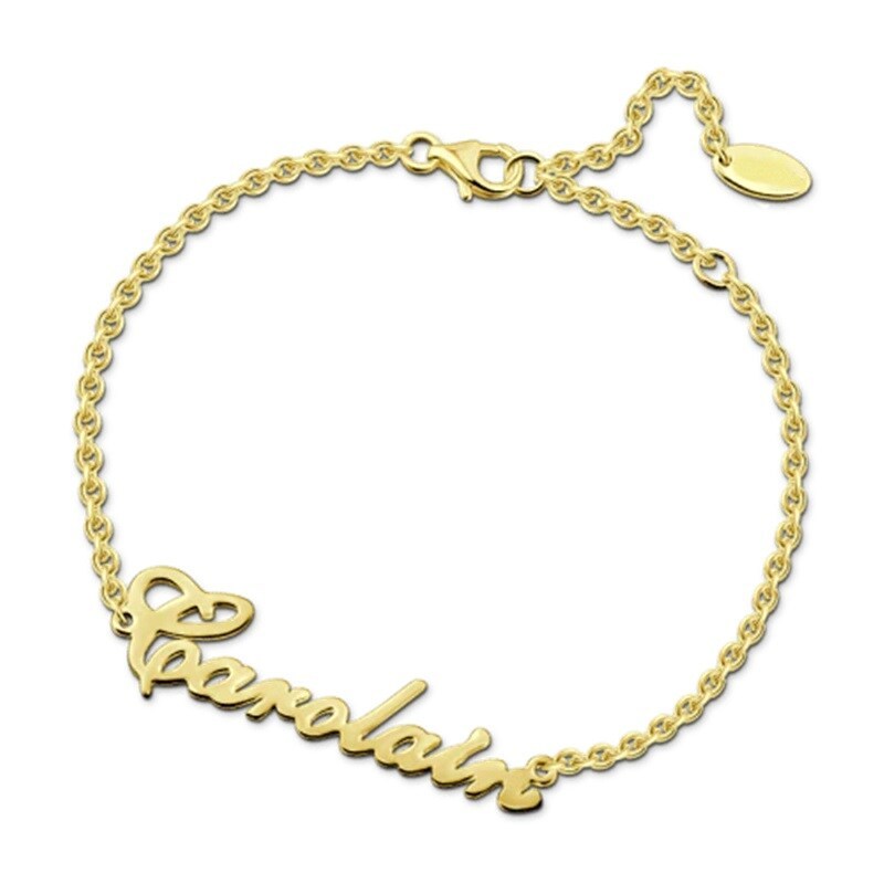 Classic Personalized Name Bracelet in 14K Solid Gold-YAFEINI Personalized Jewelry