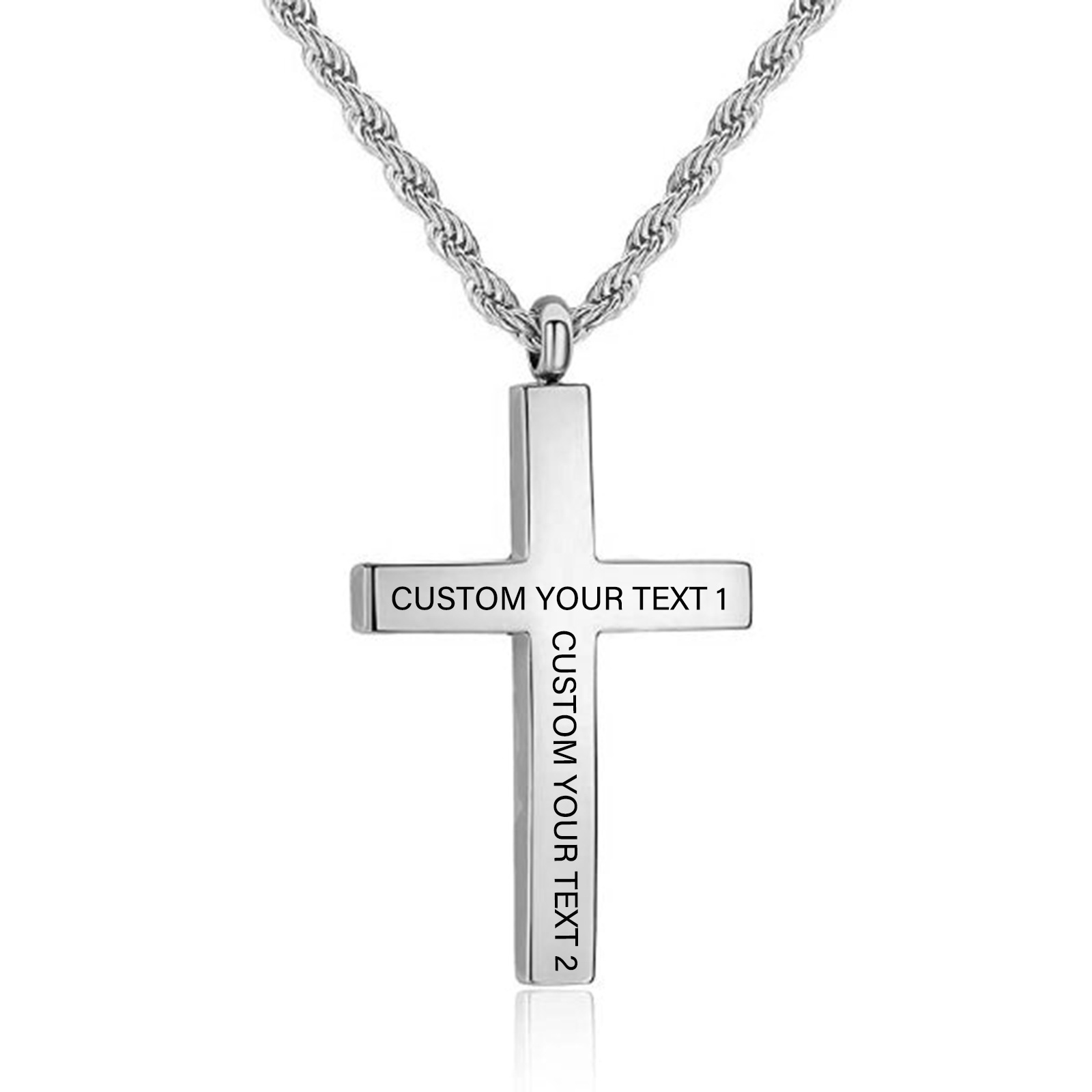 Heritage Cross Personalized Necklace for Men in Sterling Silver-YAFEINI Personalized Jewelry