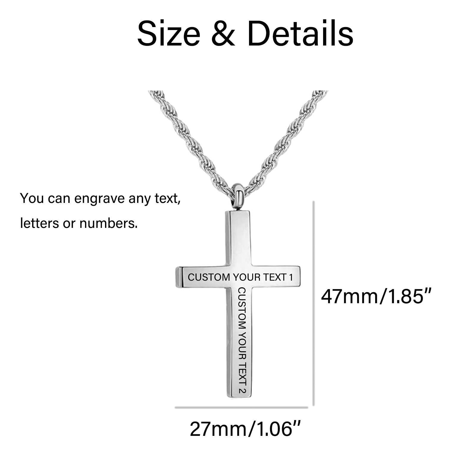 Heritage Cross Personalized Necklace for Men in Sterling Silver-YAFEINI Personalized Jewelry