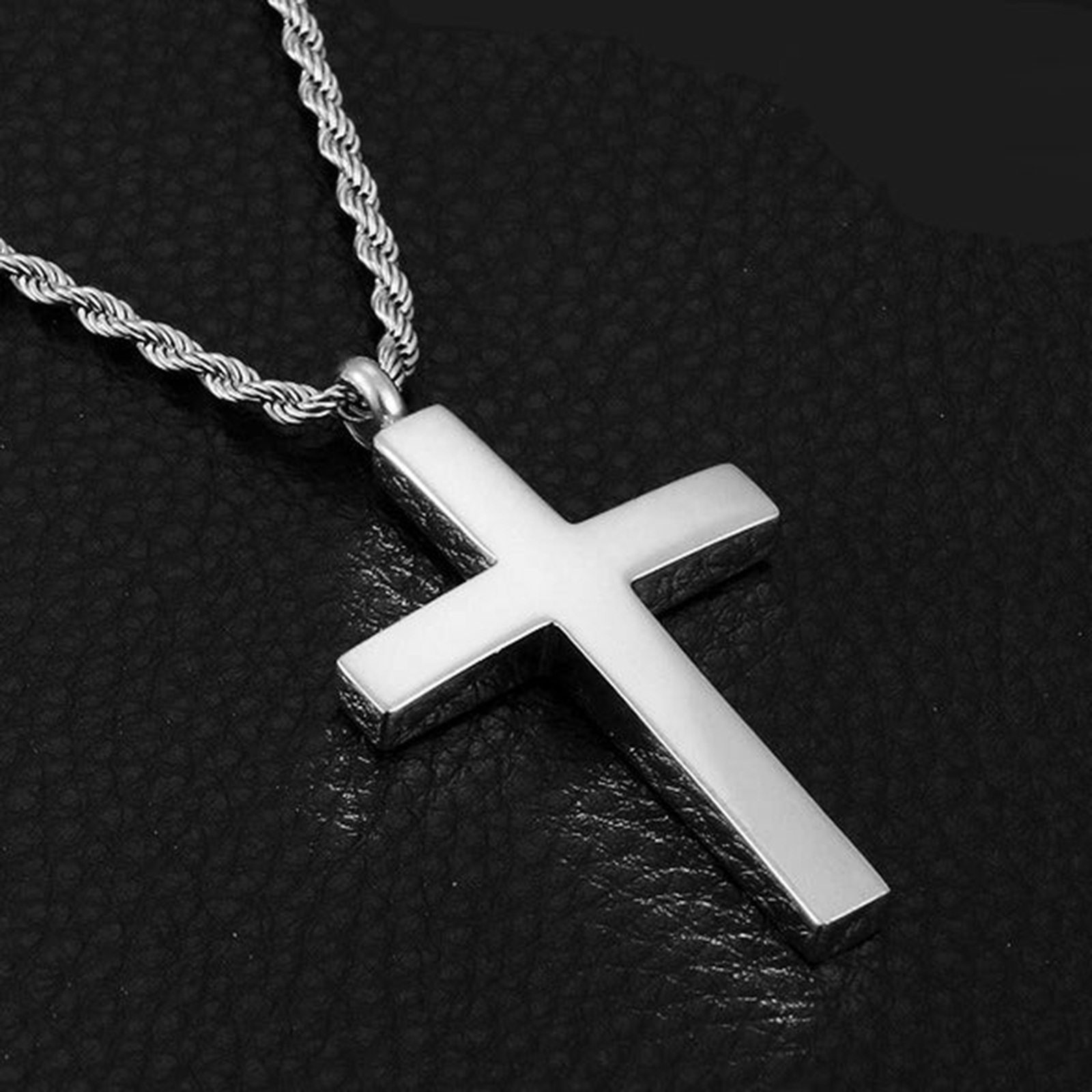 Heritage Cross Personalized Necklace for Men in Sterling Silver-YAFEINI Personalized Jewelry