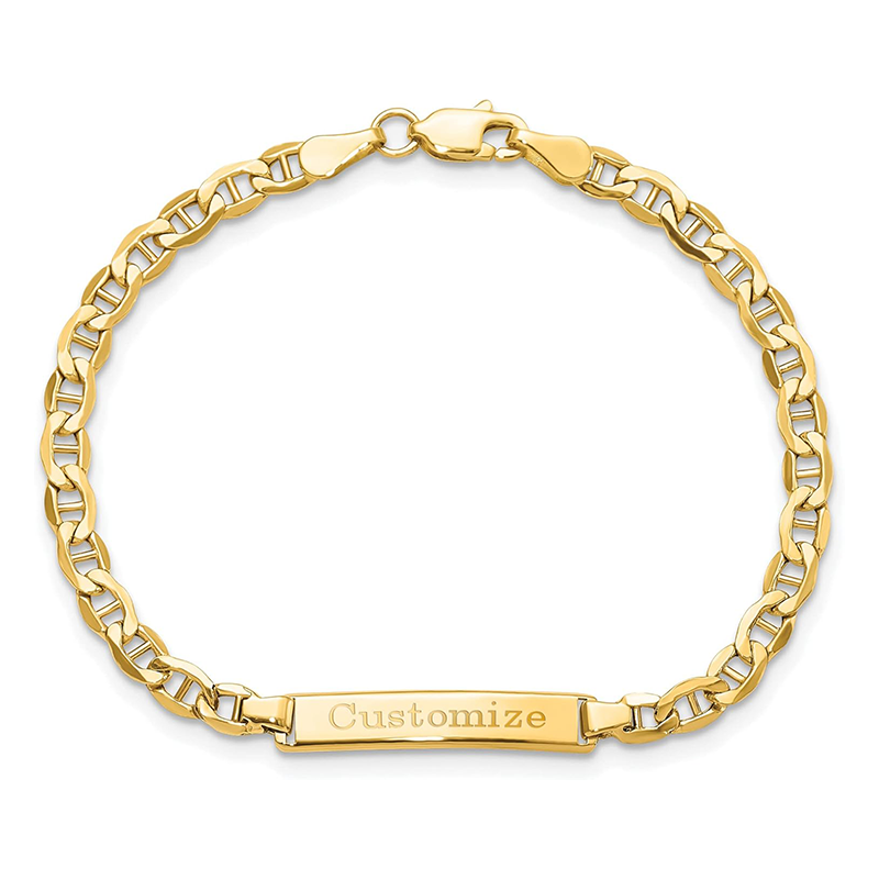 Elegant Identity Bracelet with Personalized Engraving in Gold Vermeil-YAFEINI Personalized Jewelry