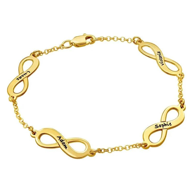 Infinity Symbol Engraving Pearl Bracelet in Gold Vermeil-YAFEINI Personalized Jewelry