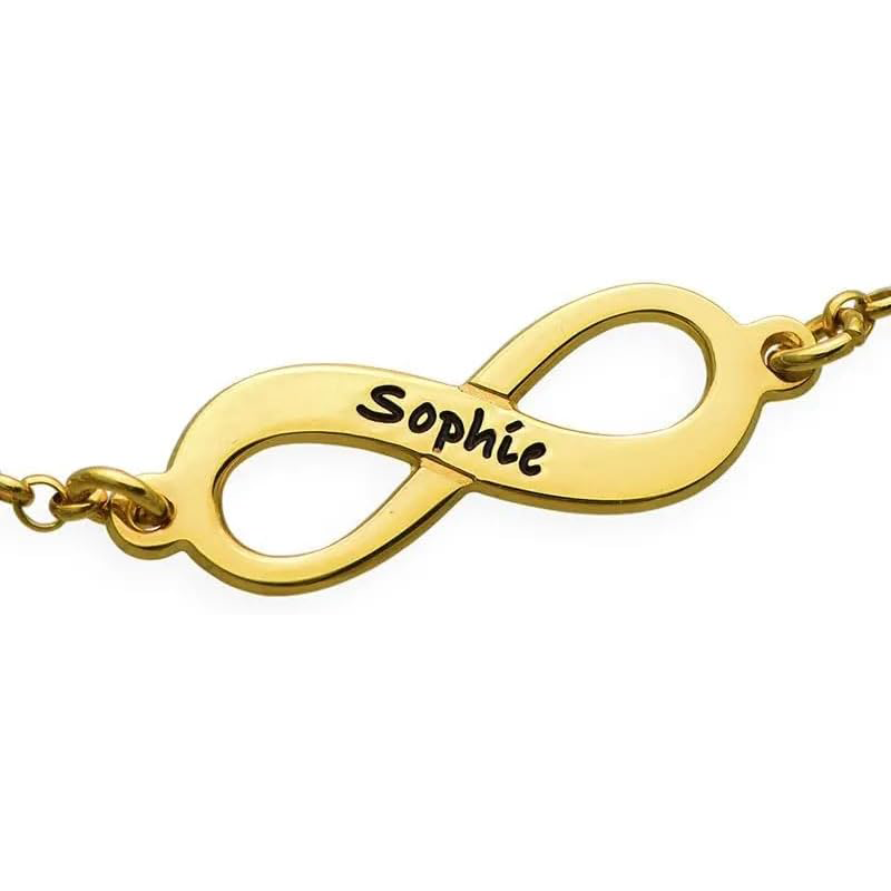 Infinity Symbol Engraving Pearl Bracelet in Gold Vermeil-YAFEINI Personalized Jewelry
