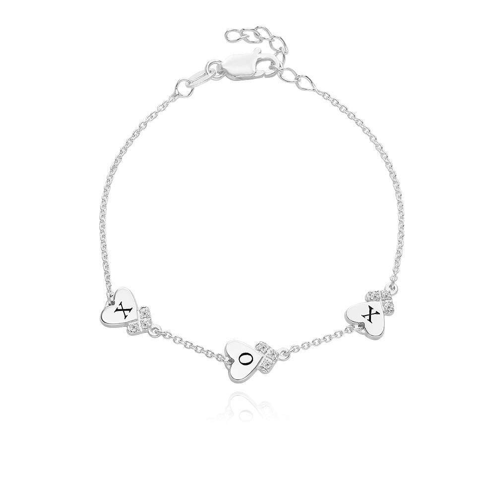 Luminous Initial Charm Bracelet in Sterling Silver-YAFEINI Personalized Jewelry