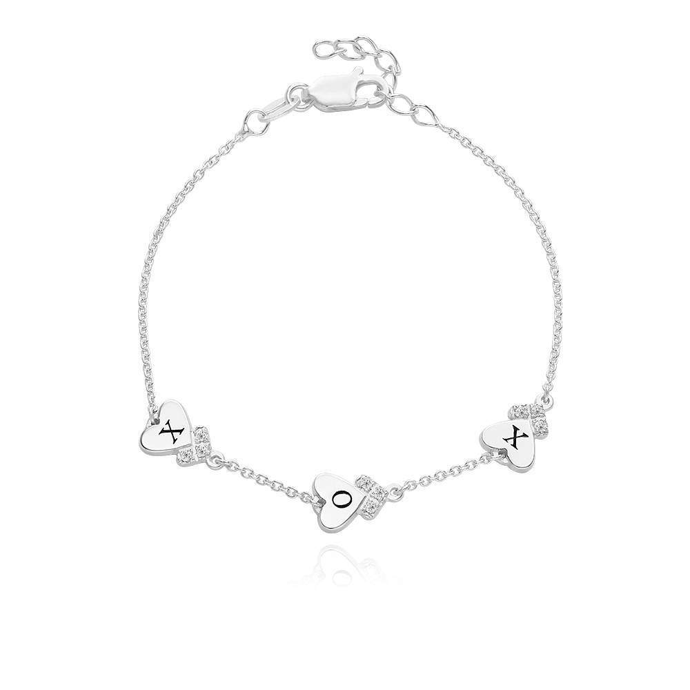 Luminous Initial Charm Bracelet in Sterling Silver-YAFEINI Personalized Jewelry