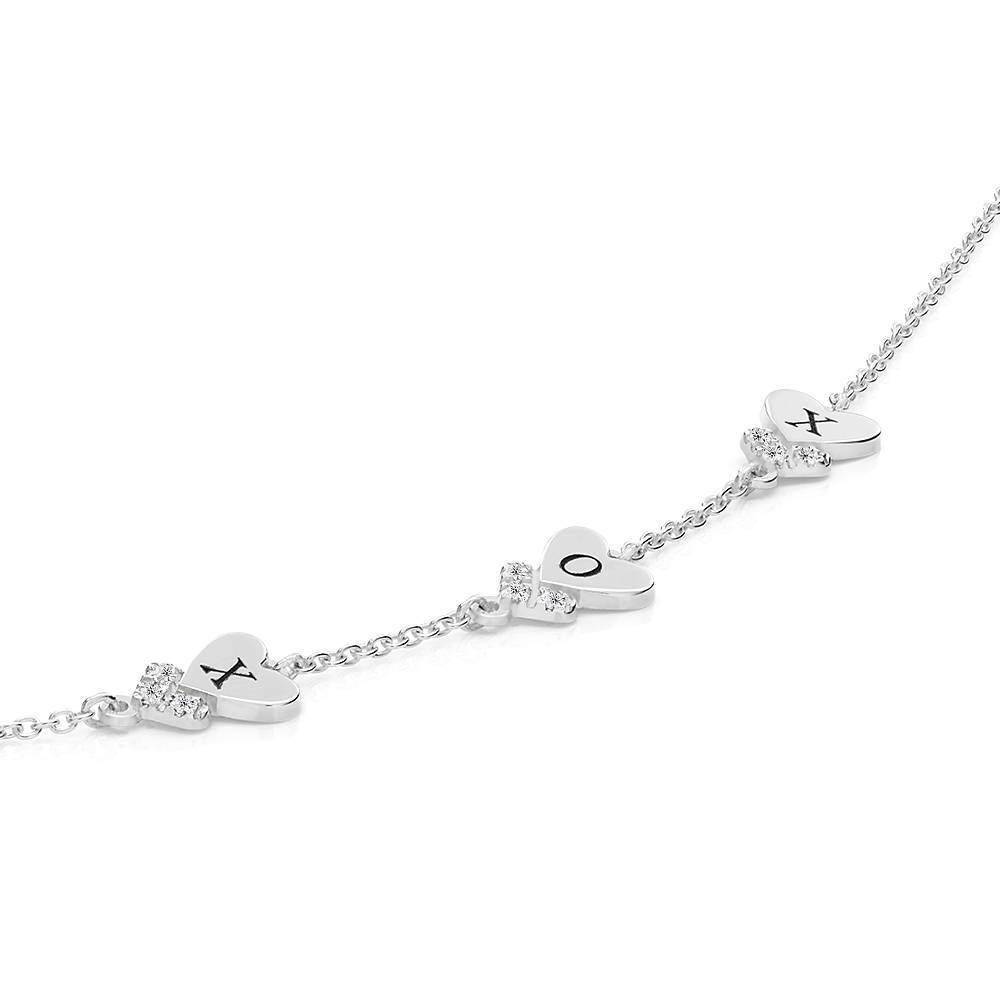 Luminous Initial Charm Bracelet in Sterling Silver-YAFEINI Personalized Jewelry