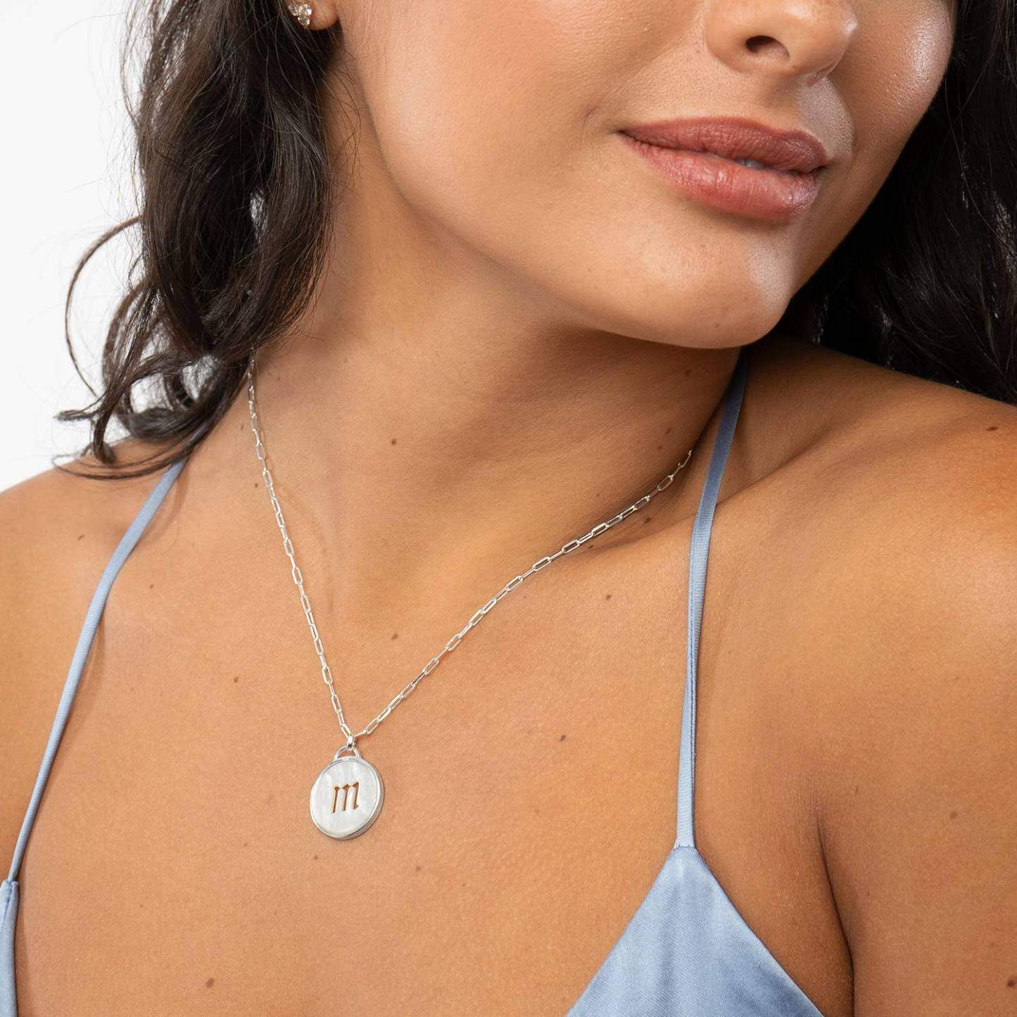 Radiant Pearl Initial Necklace with Personalized Charm in Sterling Silver-YAFEINI Personalized Jewelry