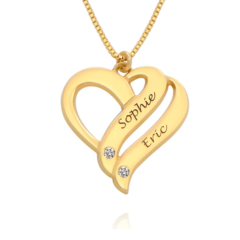 Enduring Romance Cubic Zirconia Necklace with Engraving in Gold Vermeil-YAFEINI Personalized Jewelry