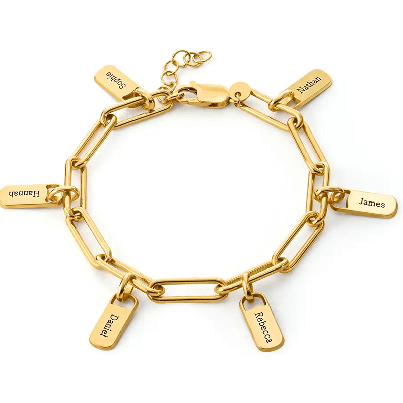 Personalized Elegance Pendant Bracelet in Gold Vermeil-YAFEINI Personalized Jewelry