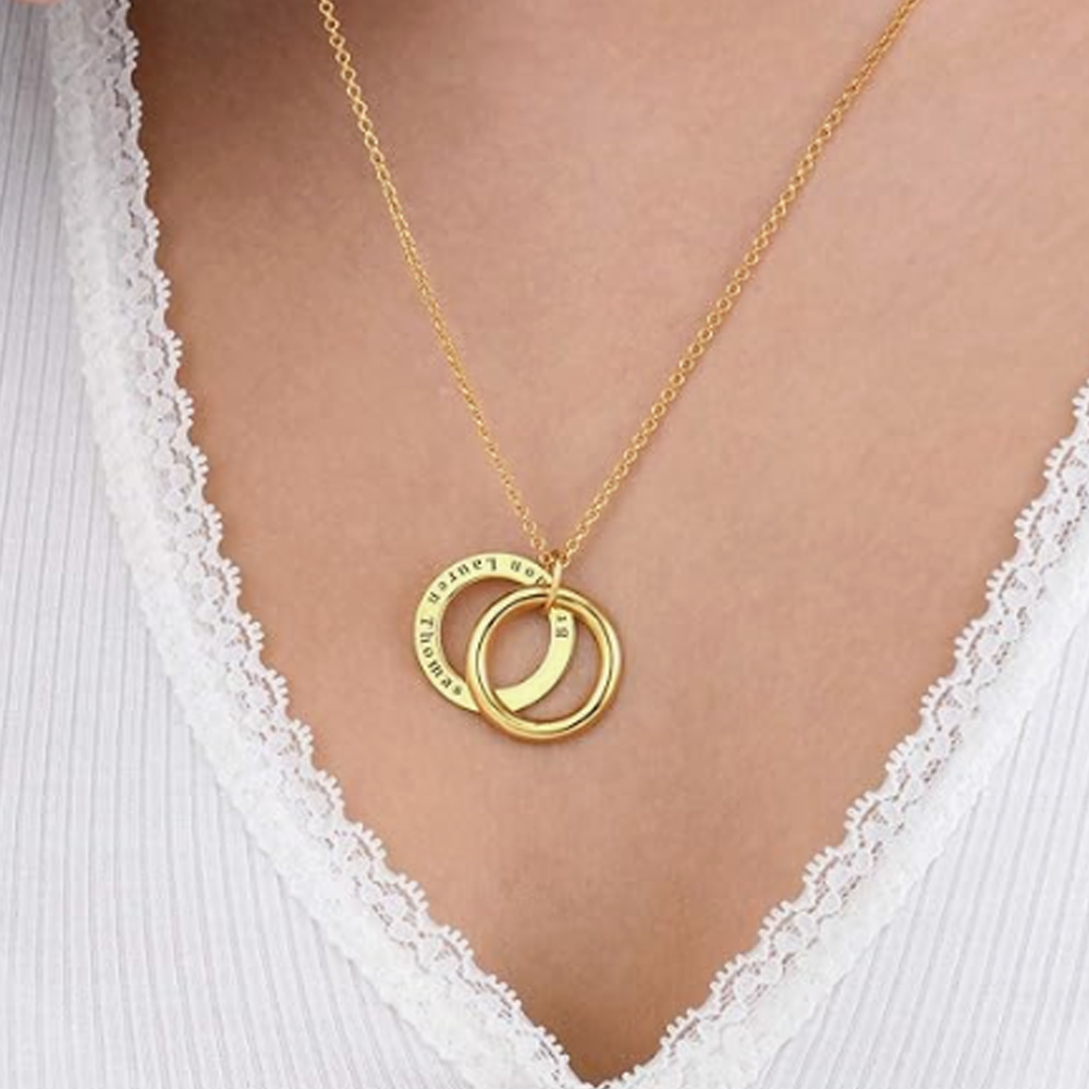 Signature Harmony Circle Name Necklace in 14K Solid Gold-YAFEINI Personalized Jewelry