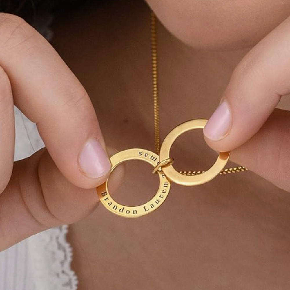 Signature Harmony Circle Name Necklace in 14K Solid Gold-YAFEINI Personalized Jewelry