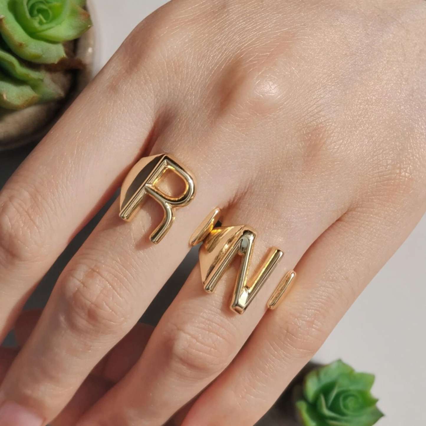 Chunky Initial Ring in Sterling Silver
