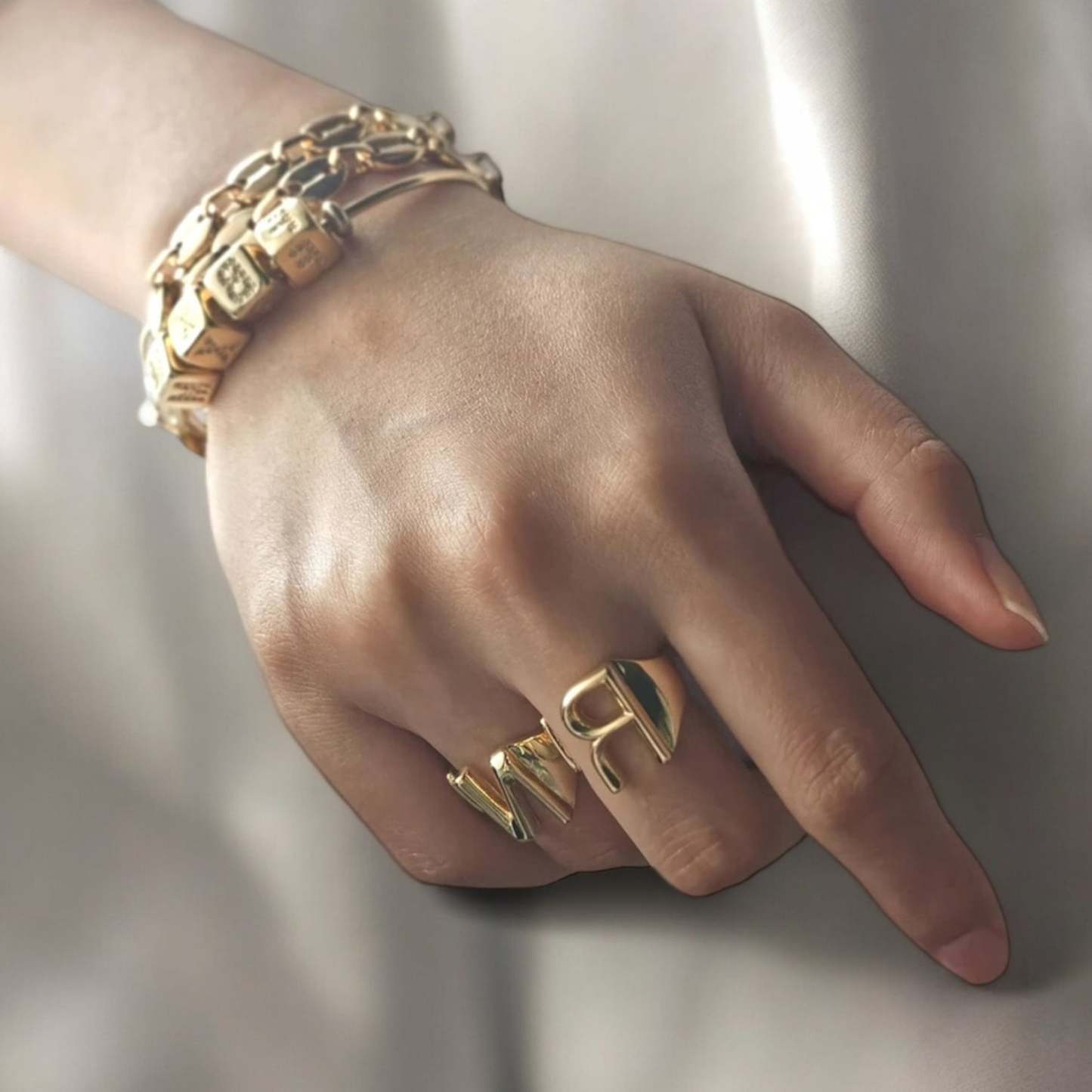 Chunky Initial Ring in Sterling Silver