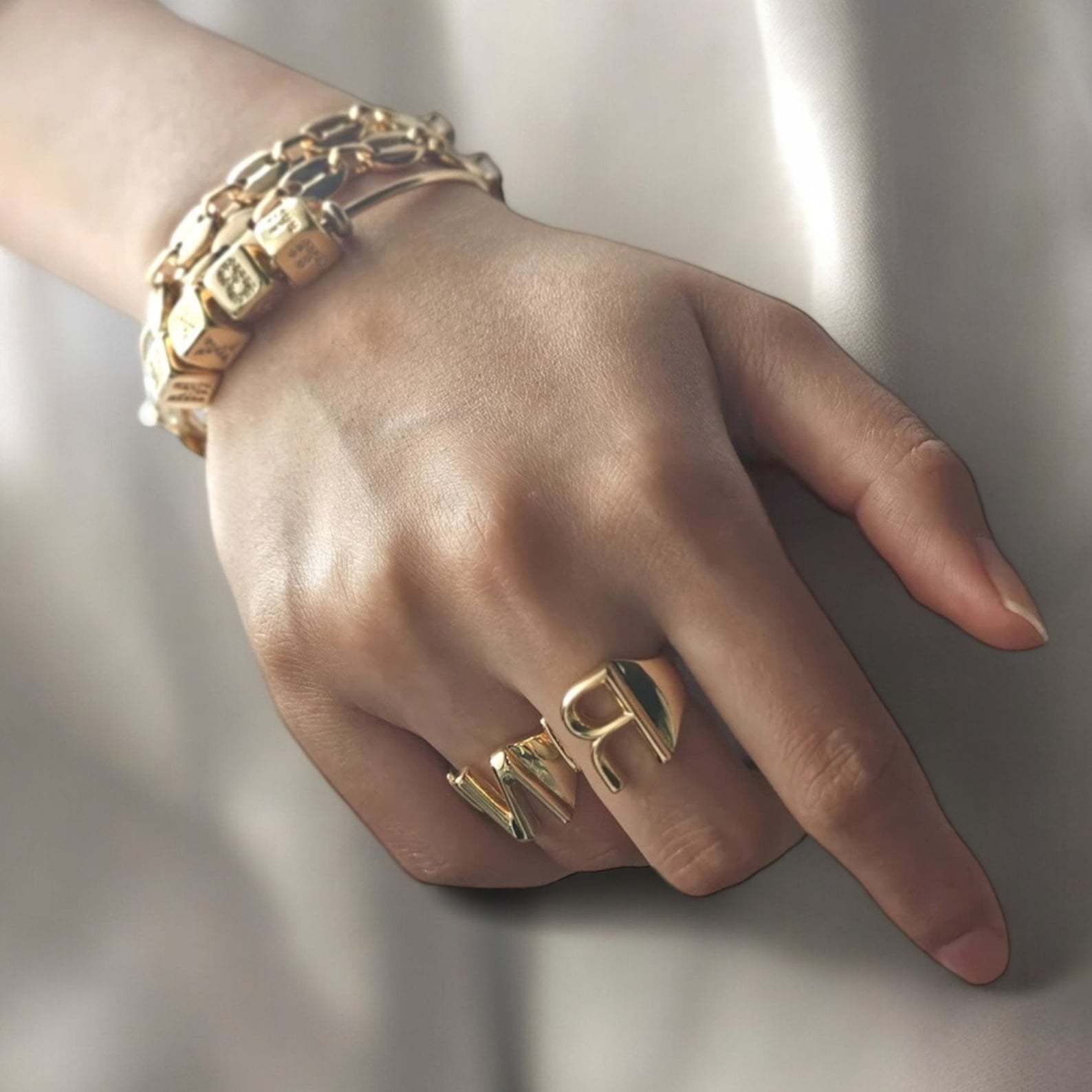 Chunky Initial Ring in Sterling Silver
