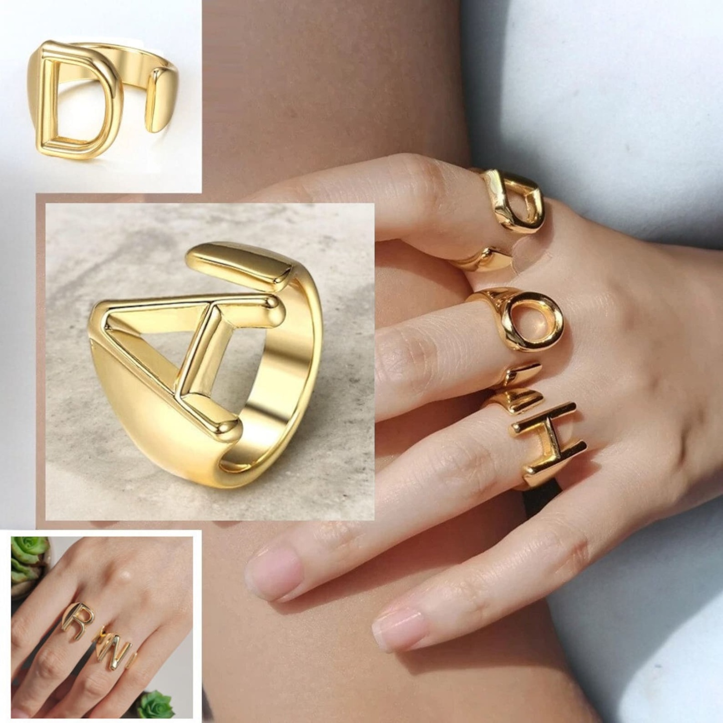 Chunky Initial Ring in Sterling Silver