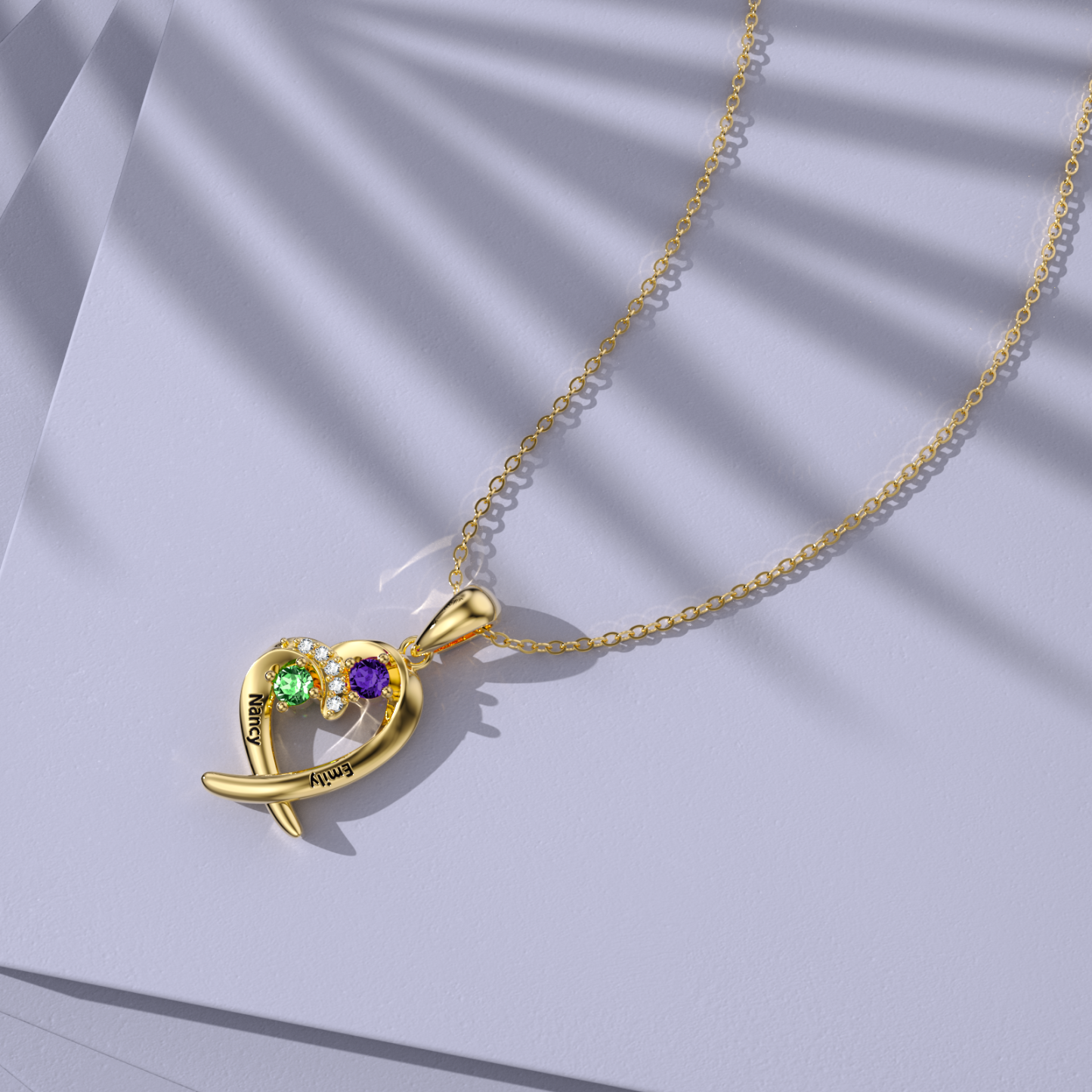 Valentina Zirconia Birthstone Necklace in Gold Vermeil-YAFEINI Personalized Jewelry