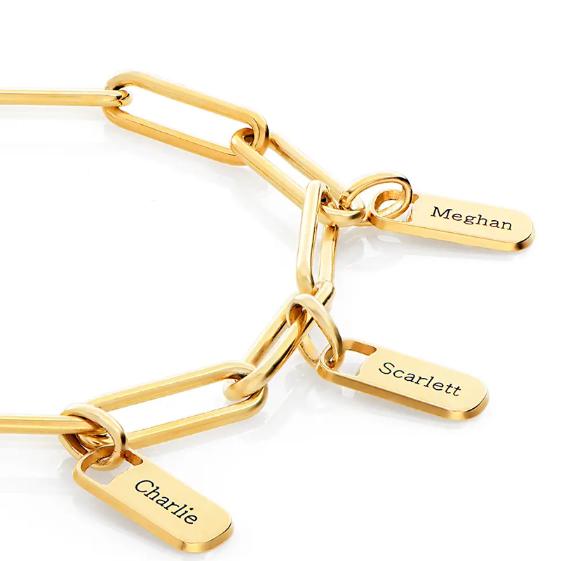 Personalized Elegance Pendant Bracelet in Gold Vermeil-YAFEINI Personalized Jewelry