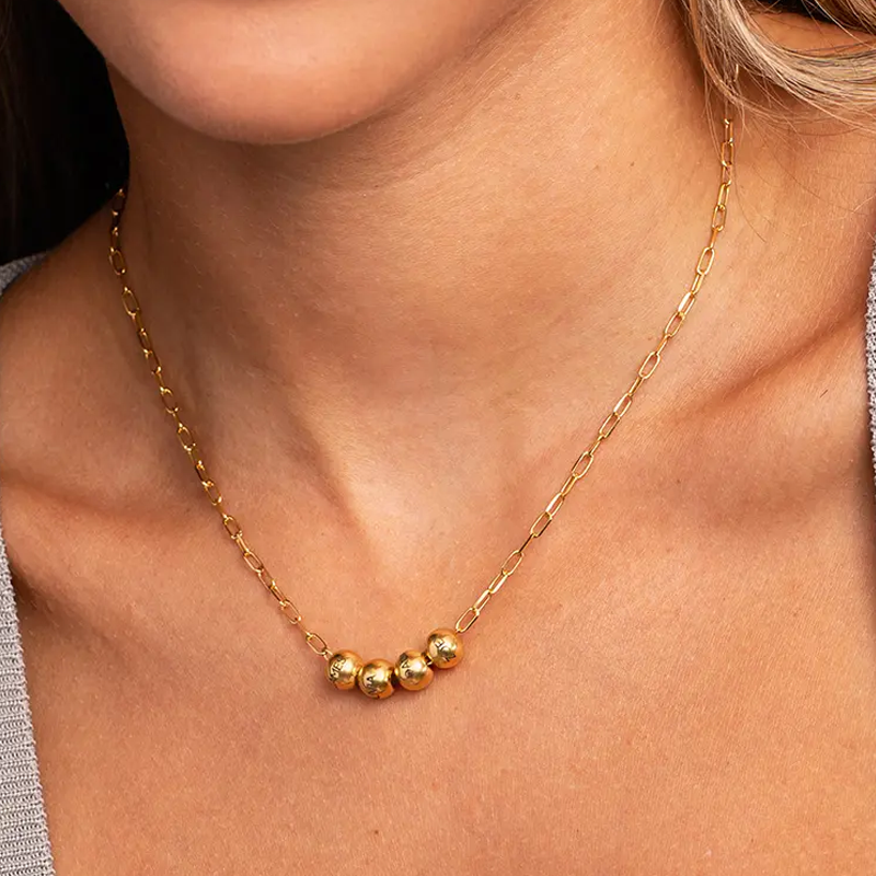 Timeless Identity Name Circle Necklace in 14K Solid Gold-YAFEINI Personalized Jewelry