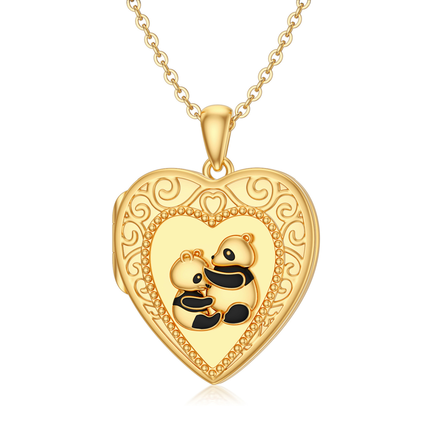 Personalized Panda Custom Photo Locket Necklace in Gold Vermeil-YAFEINI Personalized Jewelry